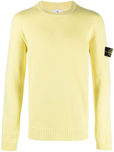 Stone Island Compass-patch Wool Jumper In Yellow | ModeSens