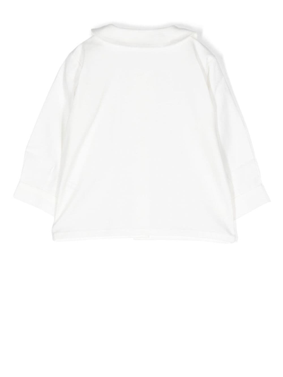 Shop Mariella Ferrari Floral-embroidered Bib-collar Shirt In White
