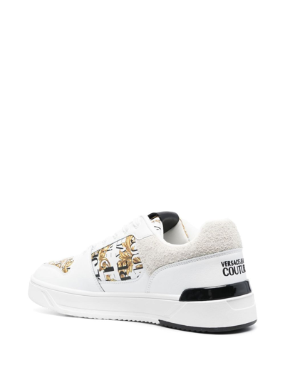 Shop Versace Jeans Couture Panelled Logo-print Sneakers In White