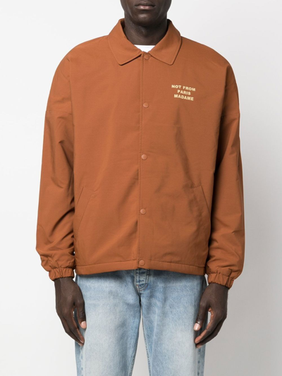 Shop Drôle De Monsieur Slogan-print Jacket In Brown
