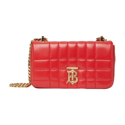 Shop Burberry Lola Quilted Leather Small Bag In Bright Red Rt