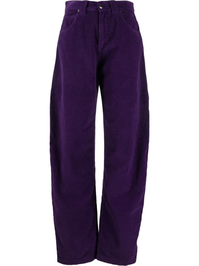 Shop Darkpark Corduroy Tapered-leg Trousers In Purple