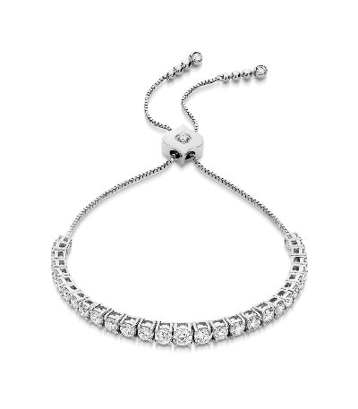 Shop Sara Weinstock Isadora Eternity Diamond Bolo Bracelet In White Gold