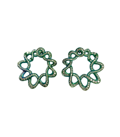 Shop Arunashi Diamond Double Helix Earrings In Titanium
