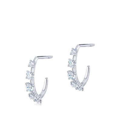 Shop Kwiat Starry Night Petite Hoop Earrings In White Gold