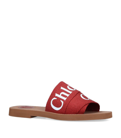 Shop Chloé Woody Slides In Red