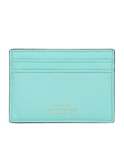 Shop Smythson Leather Panama Card Holder In Blue