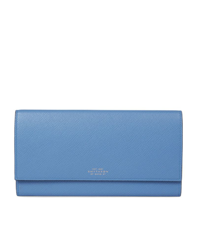Shop Smythson Leather Marshall Travel Wallet In Blue