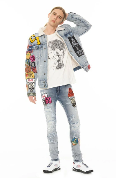 Shop Cult Of Individuality Punk Belted Distressed Super Skinny Jeans In Acid