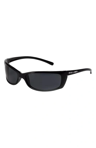 Shop Fifth & Ninth Rocket 67mm Polarized Wraparound Sunglasses In Black/ Black