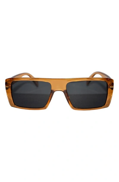 Shop Fifth & Ninth Atlas 54mm Polarized Rectangular Sunglasses In Caramel/ Black