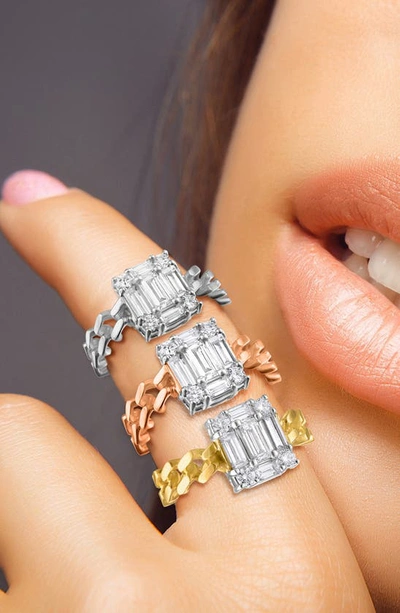 Shop Mindi Mond Clarity Cube Diamond Link Ring In 18k Yg