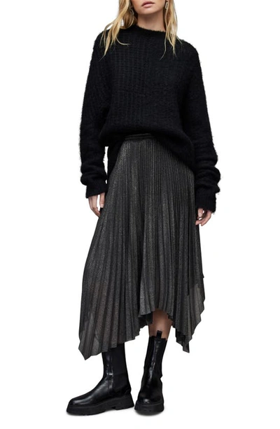 Allsaints Lerin Skirt In Black Metallic