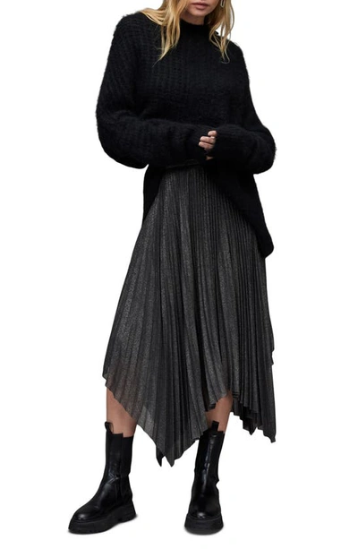 Allsaints Lerin Skirt In Black Metallic