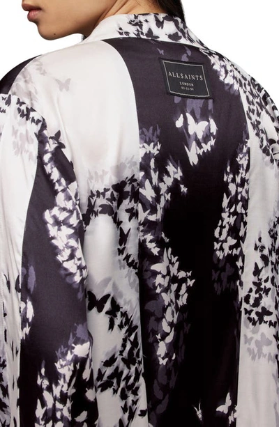 Shop Allsaints Casi Orsino Butterfly Print Open Front Jacket In Black/ Ecru White