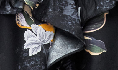 Allsaints Reese Lilly Floral Satin Miniskirt In Blue Black