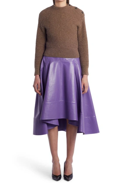 Shop Bottega Veneta Shiny High-low Leather Skirt In Purple