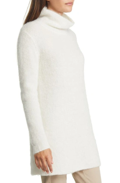 Shop Nordstrom Fuzzy Turtleneck Alpaca Blend Tunic Sweater In Ivory Cloud