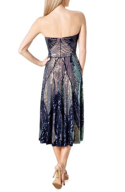 Dress The Population Ruby Strapless Sequin Dress In Navy Multi