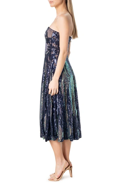 Dress The Population Ruby Strapless Sequin Dress In Navy Multi