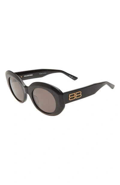Shop Balenciaga 52mm Round Sunglasses In Black