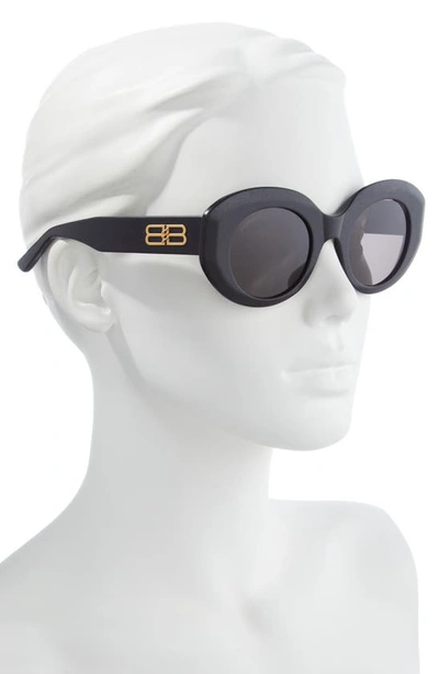 Shop Balenciaga 52mm Round Sunglasses In Black