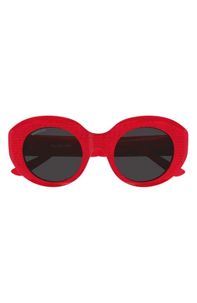 Shop Balenciaga 52mm Round Sunglasses In Red