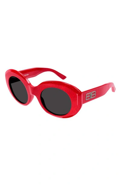 Shop Balenciaga 52mm Round Sunglasses In Red