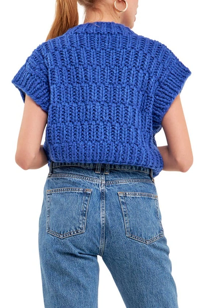 English Factory Chunky Cap Sleeve Sweater In Blue