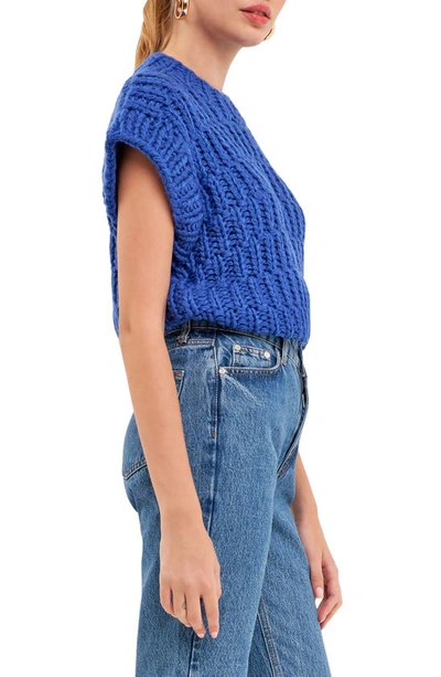 English Factory Chunky Cap Sleeve Sweater In Blue