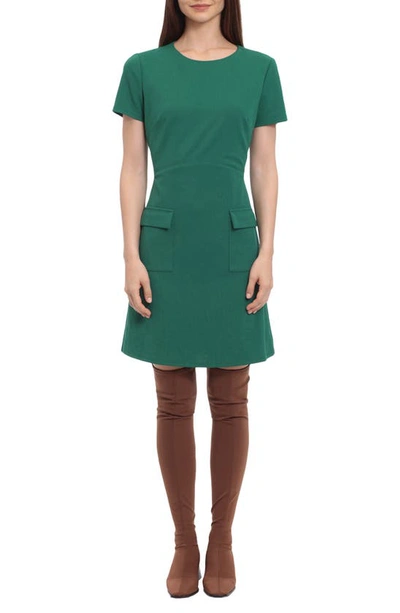 Shop Donna Morgan For Maggy Patch Pocket Sheath Minidress In Evergreen