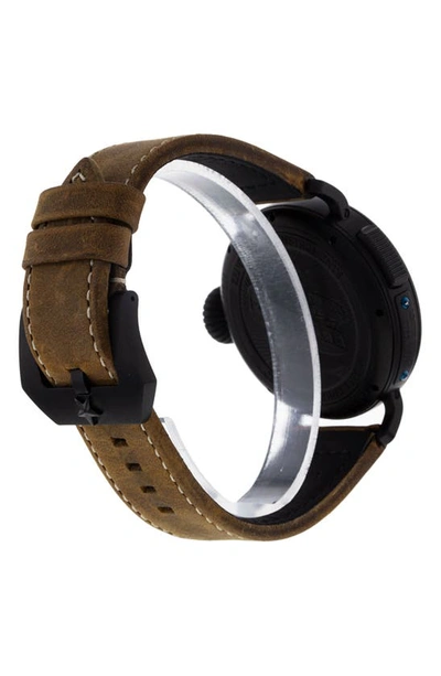 Shop Watchfinder & Co. Zenith  Pilot Leather Strap Watch In Steel/ Black Pvd