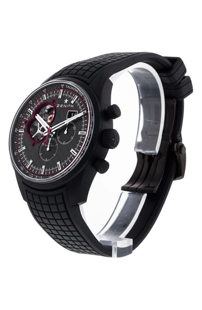 Shop Watchfinder & Co. Zenith  Chronomaster Rubber Strap Watch In Aluminium/ Carbon