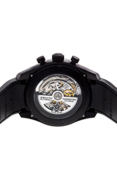 Shop Watchfinder & Co. Zenith  Chronomaster Rubber Strap Watch In Aluminium/ Carbon