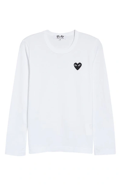 Shop Comme Des Garçons Play Heart Long Sleeve T-shirt In White
