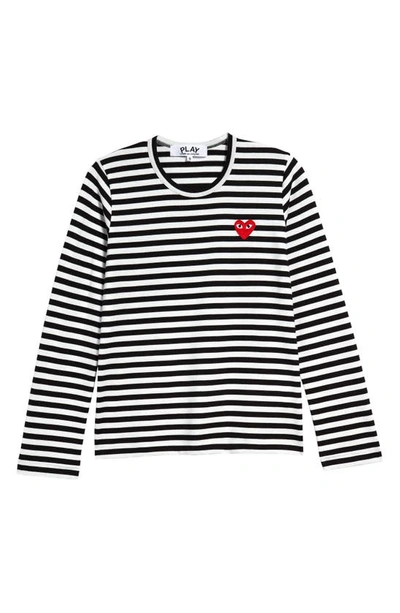 Shop Comme Des Garçons Play Play Stripe Long Sleeve T-shirt In Black/ White