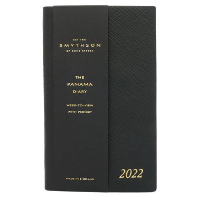 Smythson Unisex 2022 Panama Diary With Pocket In Black In Black