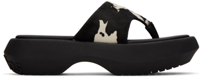 Shop Acne Studios Black & White Printed Leather Sandals In White/black