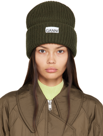 Ganni Recycled Wool Knit Hat In Green | ModeSens