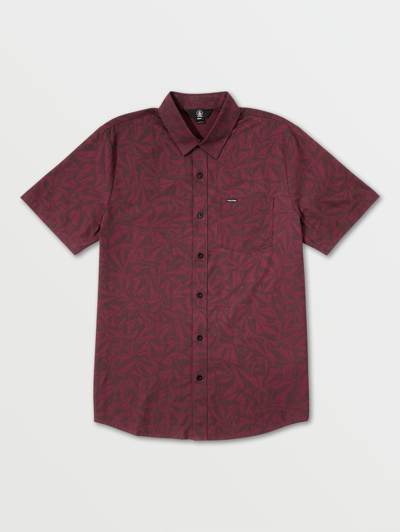 Shop Volcom Warbler Short Sleeve Shirt - Port In Red