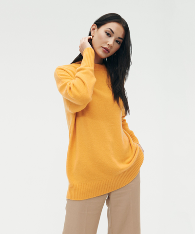 Shop Naadam Luxe Cashmere Oversized Crewneck Sweater In Marigold