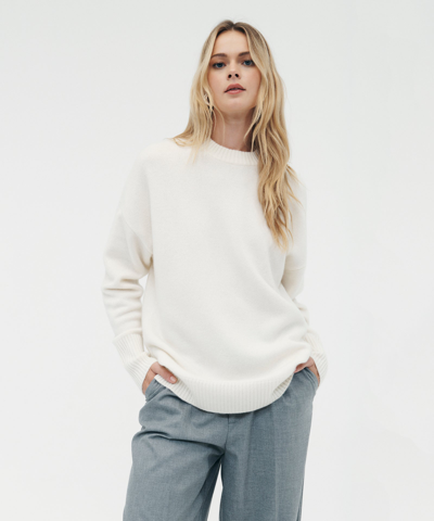 Shop Naadam Luxe Cashmere Oversized Crewneck Sweater In White