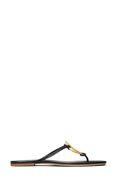 Shop Tory Burch Patos Leather Sandal In Perfect Black / Gold