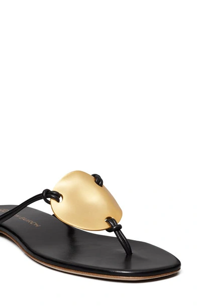 Shop Tory Burch Patos Leather Sandal In Perfect Black / Gold