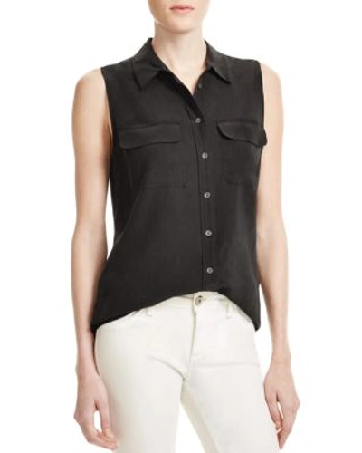 Shop Equipment Sleeveless Slim Signature Silk Shirt In Black