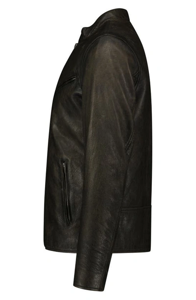 Lucky Brand Bonneville Washed Leather Jacket In Washed Black