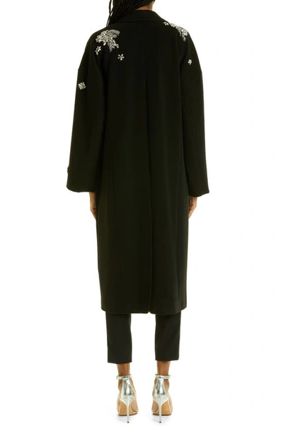 Shop Cinq À Sept Crystal Ivy Gravis Embellished Coat In Black