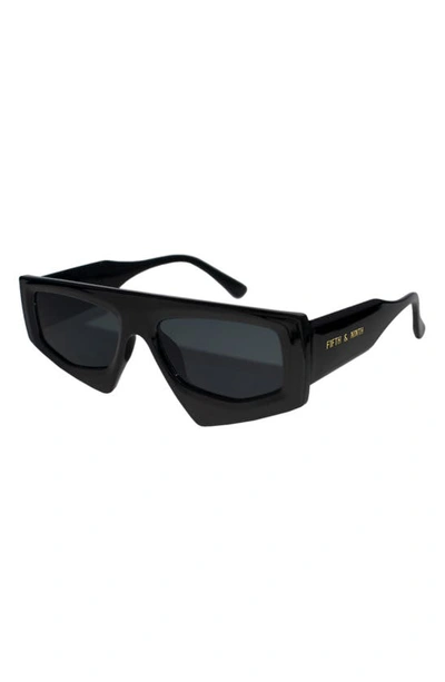 Shop Fifth & Ninth Ivy 54mm Polarized Geometric Sunglasses In Black/ Black