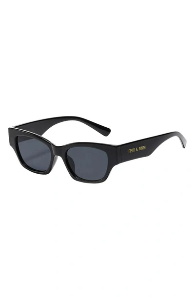 Fifth & Ninth Andi 51mm Polarized Rectangular Sunglasses In Black/ Black