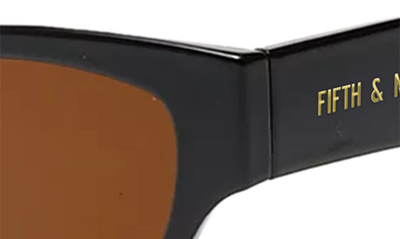 Shop Fifth & Ninth Andi 51mm Polarized Rectangular Sunglasses In Black/ Brown